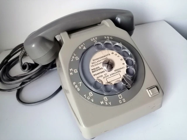 Ancien Téléphone à Cadran Socotel S63 – Bleu – Année 1981 – Vintage – Occasion