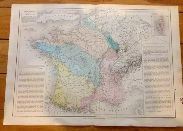 Ancienne carte géographique : La France   . Fin XIXeme