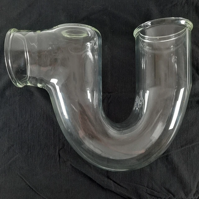 4" Glass P-Trap Borosilicate Glass Acid Waste Drain Pipe 6718-4040