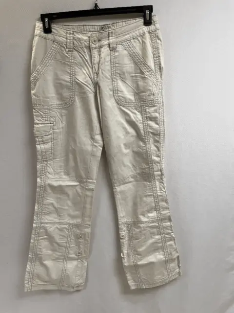 Aeropostale Womens Relaxed Fit Cargo Chino Pants White Size 16" 100% Cotton