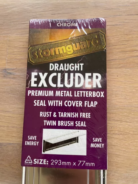 Premium Metal Letter Box Cover Draught Excluder With Brush & Flap - Chrome