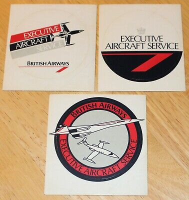 3 x British Airways Executive Aircraft Service Concorde/LearJet Airline Stickers