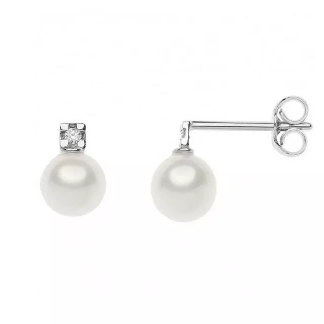 Orp 701 Boucles pour Femmes en or Blanc Comete Perle Et Diamant -10% Réduction