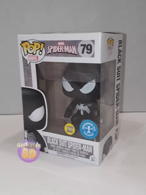 Funko Pop Black Suit Spider-Man 79 Glows In The Dark Exclusive Marvel