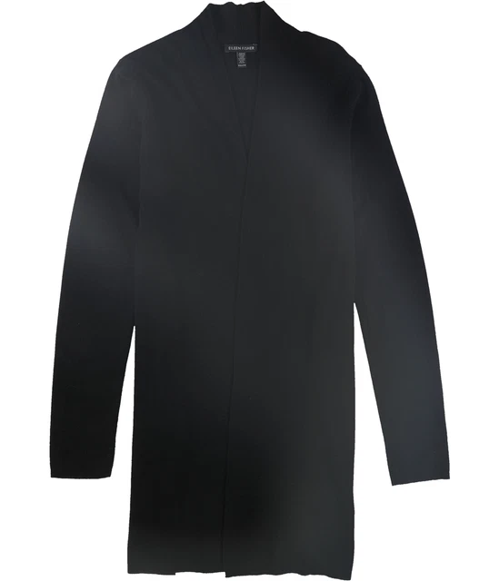 Eileen Fisher Damen Open-Front Strickjacke Pullover, Schwarz, Xxs