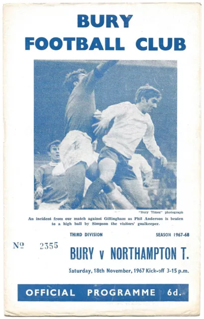 Bury v Northampton Town 1967/68 programme