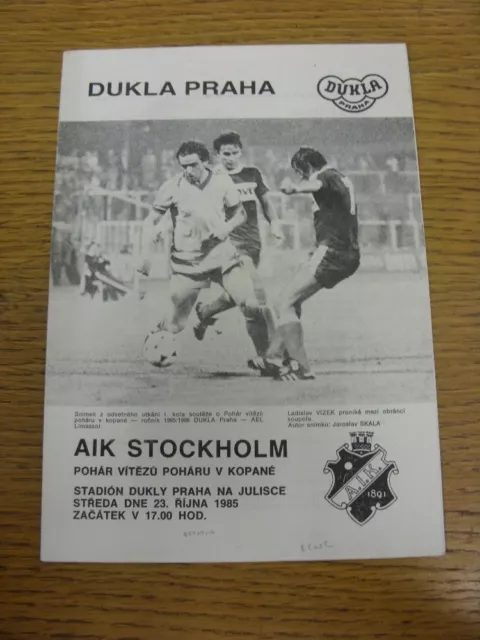 23/10/1985 Dukla Prague v AIK Stockholm [European Cup Winners Cup] . Thanks for