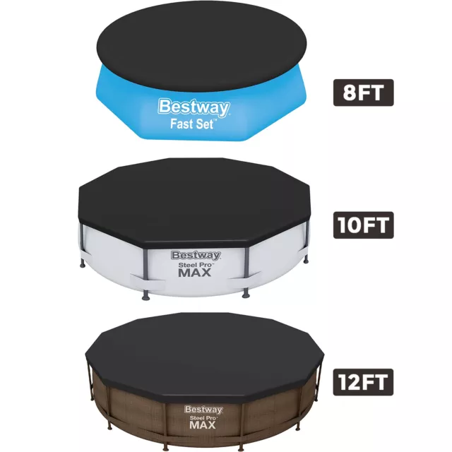 8|10|12 feet Bestway Range of Round Pool Cover for Fast Set, Steel Pro Max Pool