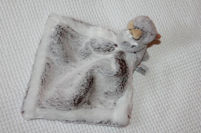 Doudou  Dani Creations Marmotte Mouchoir Gris Marron Chine  Blanc Neuf