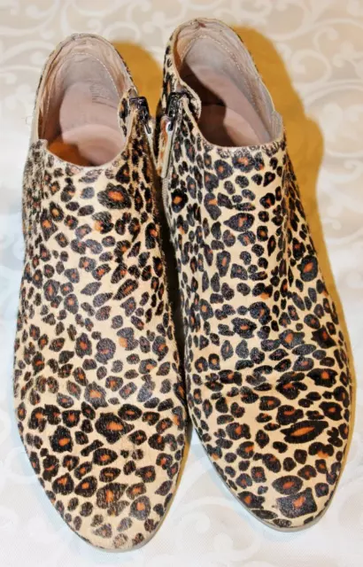 Caslon Nora Chelsea Women's Size 8M Calf Hair Leather Leopard Zip Ankle Boots