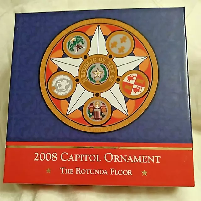 Texas State Capitol Rotunda Floor Ornament 2008 w/ Pamphlet And Box