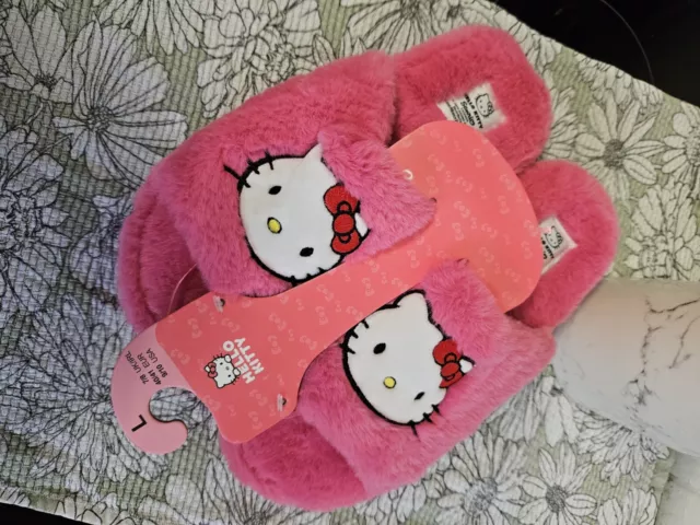 Sanrio X Primark Hello Kitty Hot Pink Cosy Slippers UK Size 7-8