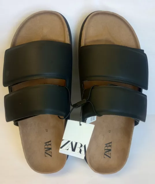 NEW ZARA MEN Double Strap Sandals Black Sz 9 Eur 42 /Ch15/12 $29.99 ...