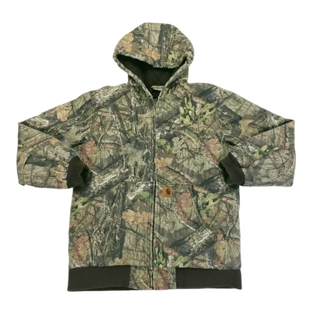 Vintage Carhartt Mossy Oak Duck Canvas Camo Hooded Jacket Boys Youth Sz XL 18-20