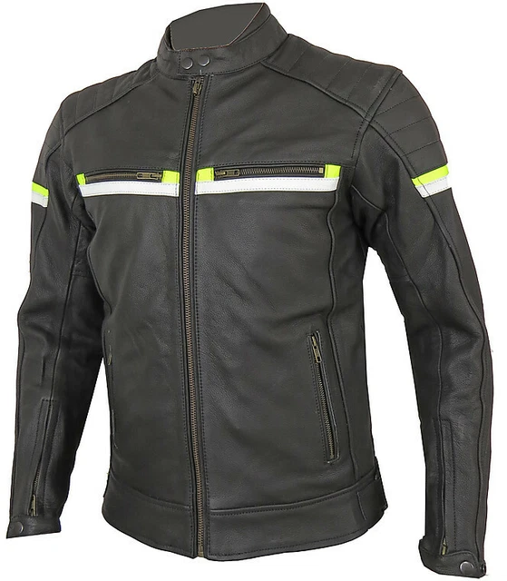 Blouson Moto Cuir Stechmoto ST 1770 - Pour Homme, Noir, Avec Protections, Neuf étiqueté