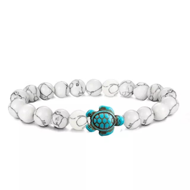 Bracelet élastique pierres (blanc/turquoise)