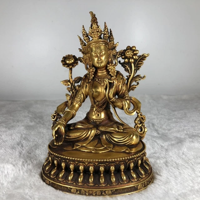 Chinese Exquisite Handmade Guanyin Gilt Bronze Statue