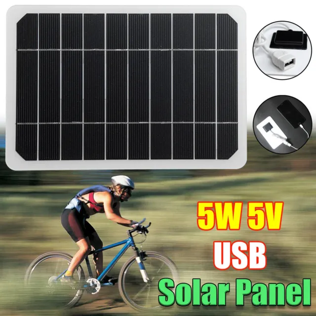 5W Solar Panel Phone Car Battery Outdoor USB Charger Sun Power Monocrystalline