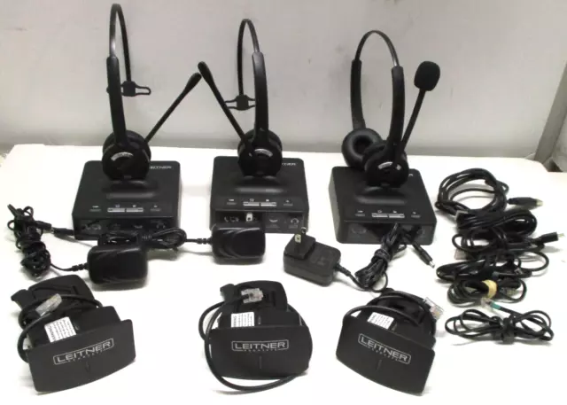 Lot of 3 Leitner LH270 LH275 Base Stations Wireless Office Phone Headset Lifter