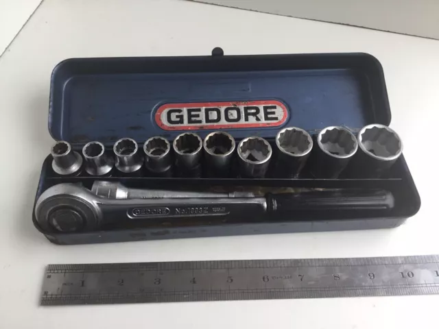 Vintage Gedore 1/2 Drive Imperial Socket Set