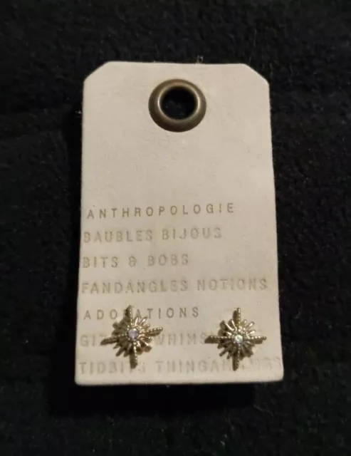 Anthropologie Tiny Star Post Stud Earrings Gold Tone