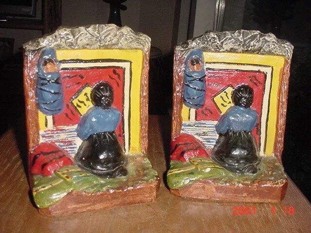 1930S Navajo Rug Weaver Bookends By Important Pueblo Indian Artist Red Robin