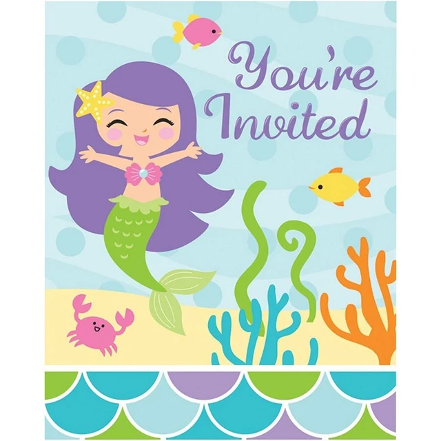Creative Party Mermaid Friends Inviti Misura Confezione 8 (SG24857)