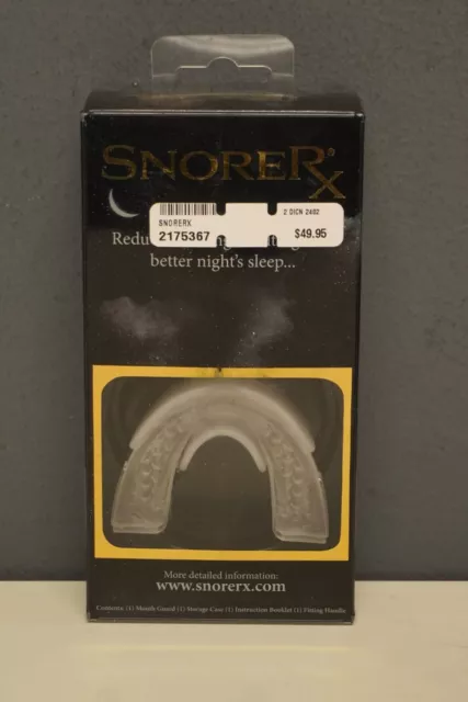 Estuche de almacenamiento protector bucal SnoreRX folleto de instrucciones y mango de montaje NUEVO