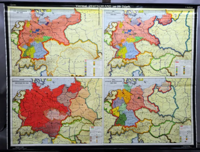 Rollable School Map Germany 20th century History Poster