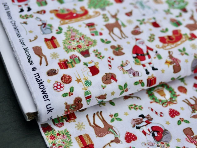 Makower Tela Patchwork Weihnachtsstoff Merry Christmas Santa Tema Navidad