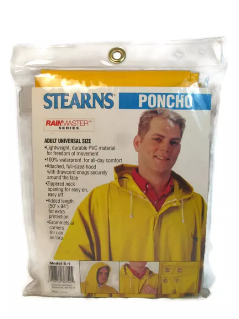 Rainmaster Stearns Yellow  Lightweight Waterproof  Men's Poncho S-1 50" x 94 NEW