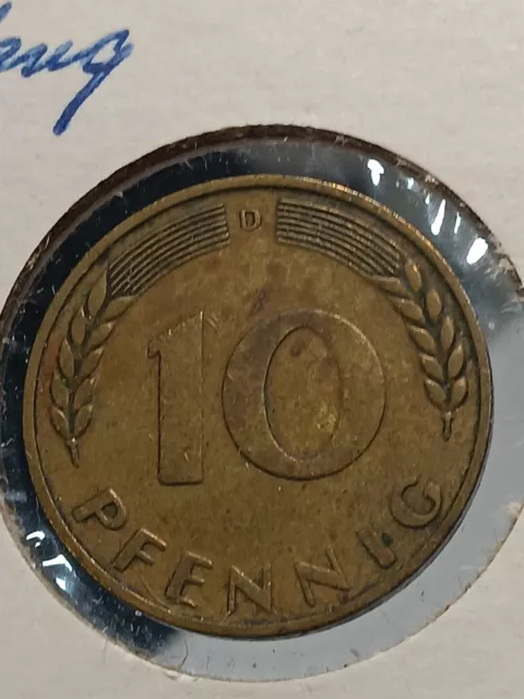 Germany 10 Pfennig 1949 D Coin German Federal Republic XF CHOICE  N/117