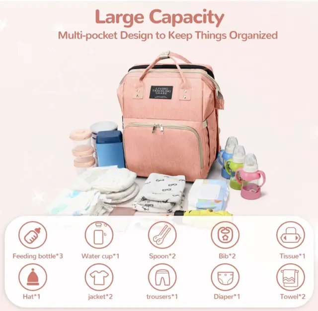 Diaper Bag Backpack Travel Mummy Maternity Bag Changing Pad Waterproof 3