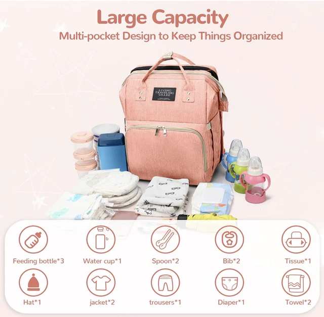 Diaper Bag Backpack Travel Mummy Maternity Bag Changing Pad Waterproof 3