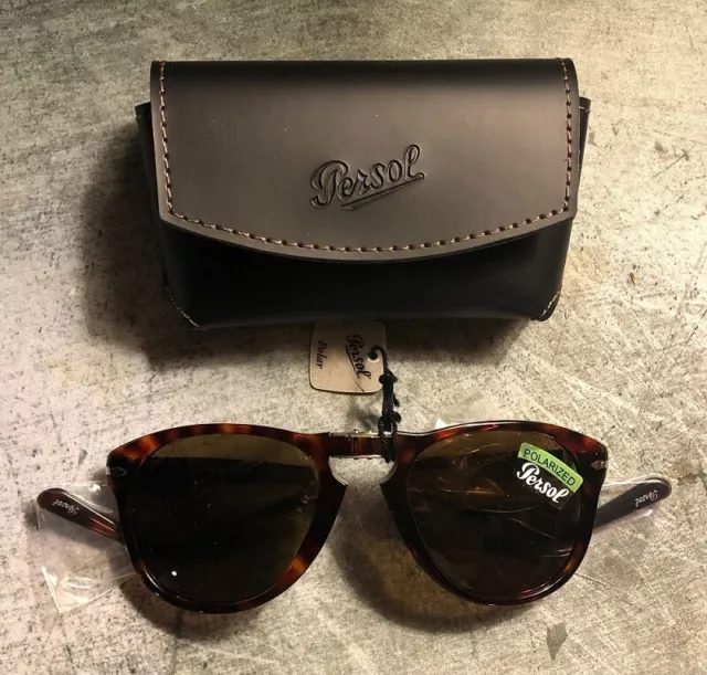 PERSOL PO0714 24 57 Havana Brown Polarized Men's Sunglasses 54mm - New With Tag