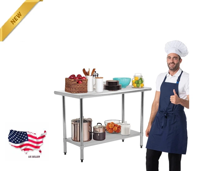 24 x 60 Inches Kitchen Work Table Stainless Steel Table w/Adjustable Undershelf