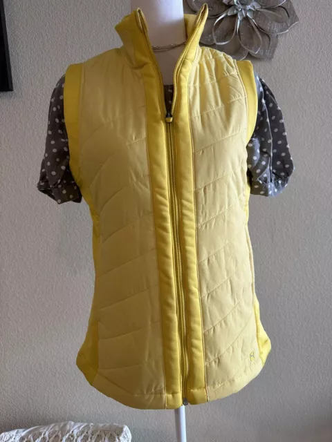Puma Women’s Bright Yellow Full Zip-Up Lined High Neck Puffer Vest - Sz S