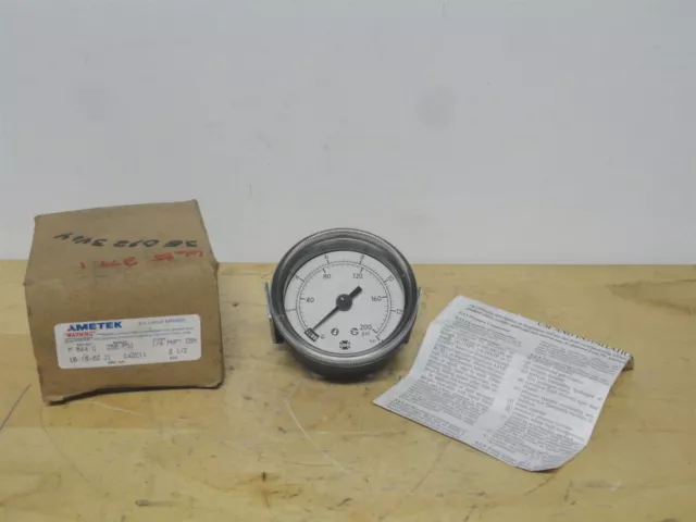 AMETEK Gauge - Modèle P844U - Gamme 0-200 Psi - Taille 2 1/2 " - Neuf en Boîte