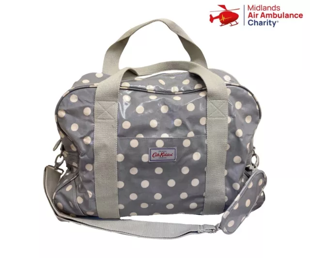 Cath Kidston Luggage Bag Ladies Overnight Carrier Polka Dot Grey & Long Strap