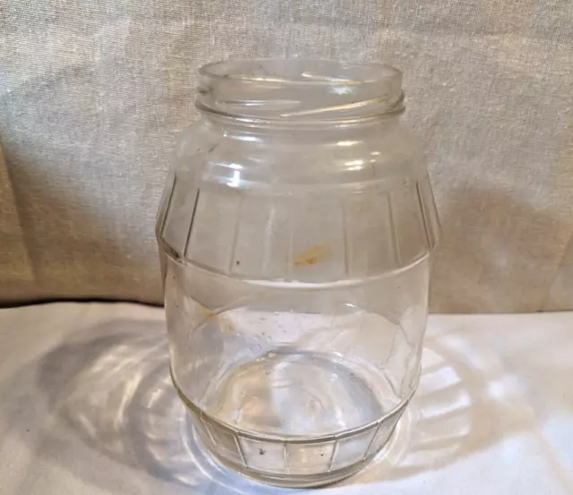 Vintage Barrel Shaped Pickle Jar 32 oz 7" tall no lid.