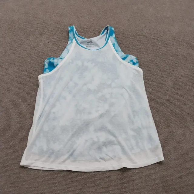 Athleta Girl Girls Youth Large 12 Blue Tie Dye Lined Perfect Pair Tank Top
