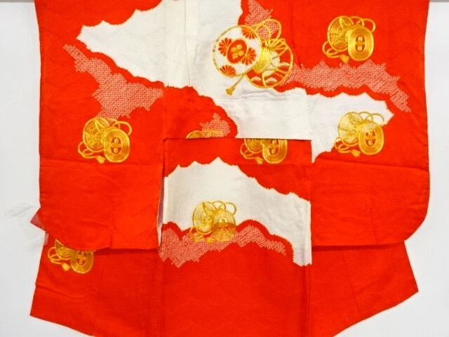 40111# Japanese Kimono / Antique Kimono For Girls / Embroidery / Shibori / Tsuzu