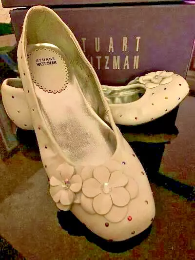 Stuart Weitzman Girls Designer Fashion White Flat Shoes NEW Girls Size 5 SALE
