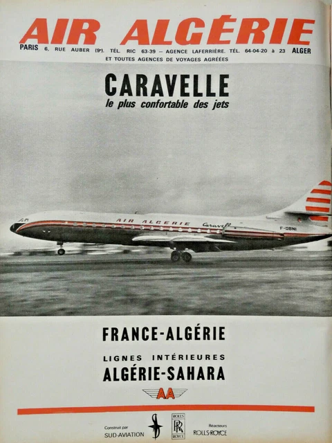 1963 Air Algérie Caravel Press Advertisement Most Comfortable Of Jets