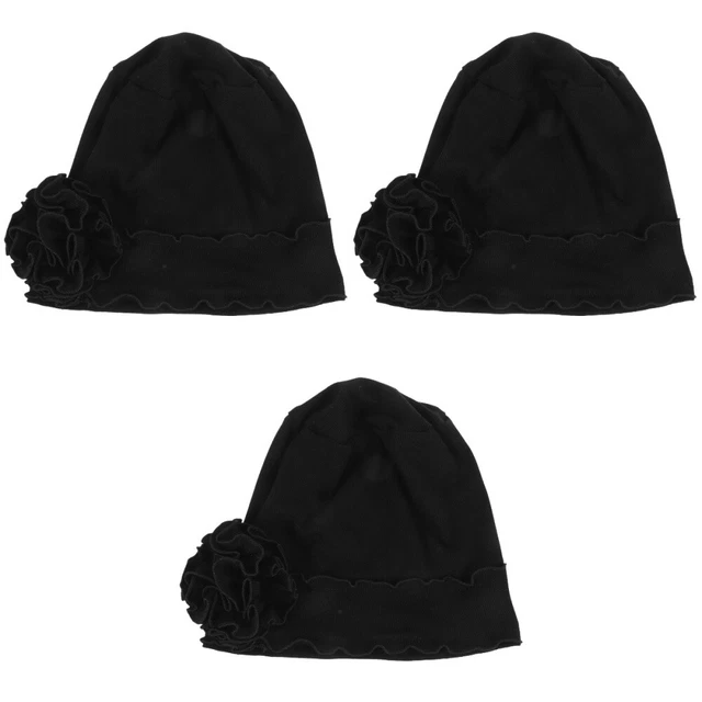 3pcs Chimiothérapie Headswear Women Turban Cap Breie Hair Cap Fleur Fleur Turban