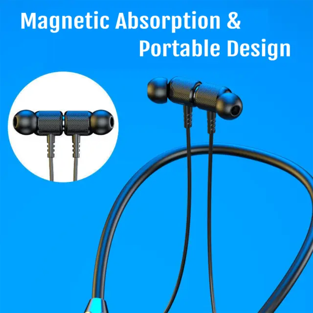 Bluetooth 5.0 Magnetic Wireless Neckband Sports Gym Earphones Headphones Headset 3