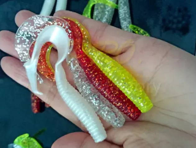 Curly Tail Grub Worm Mixed Soft Plastics Lure Fishing Tackle Bait Jig Head  40mm