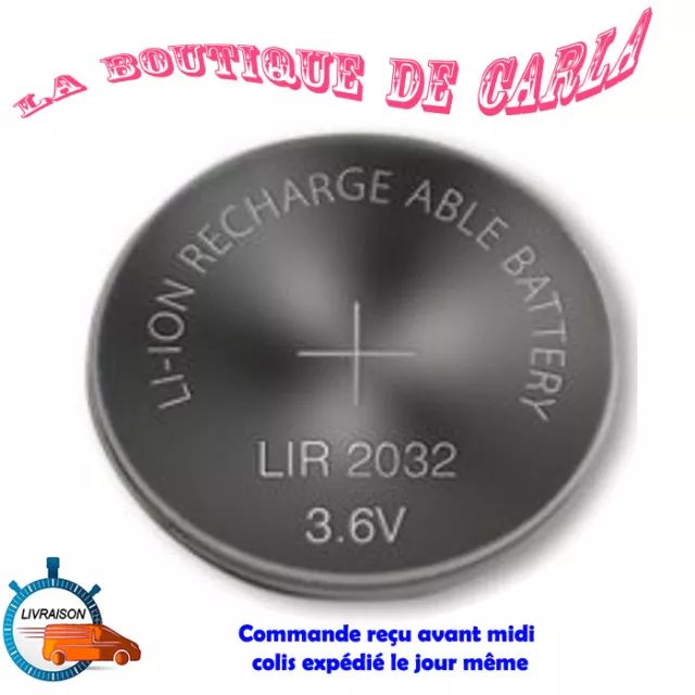 10 Piles Bouton LIR2032 Li-ion Rechargeable 3.6V CR2032 Batterie Battery Accu