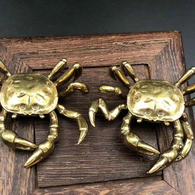 Crab Ornaments Brass Office Golden Fish Ocean Life Figurine