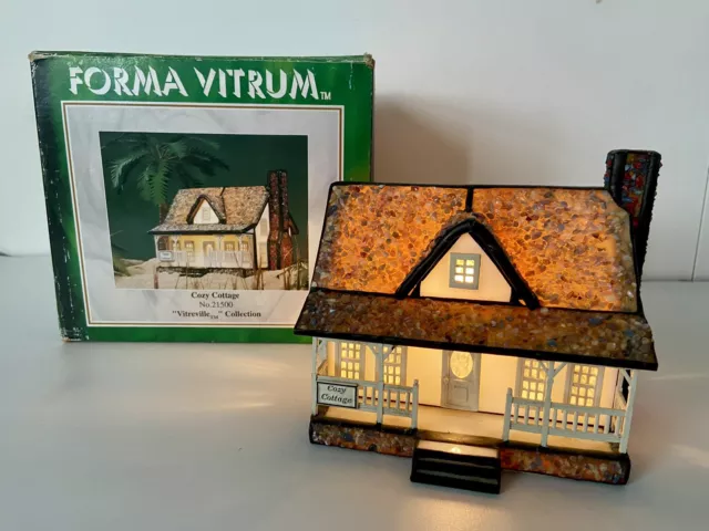 Forma Vitrum Vitreville - Cozy Cottage - In Box w/ COA -Bill Job Stained Glass